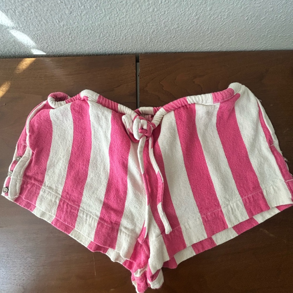 Pink and White Striped Shorts